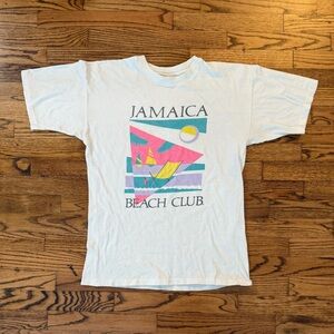Vintage 80s 90s Jamaica Beach Club Graphic Single Stitch Tee XL Tag Medium Fit